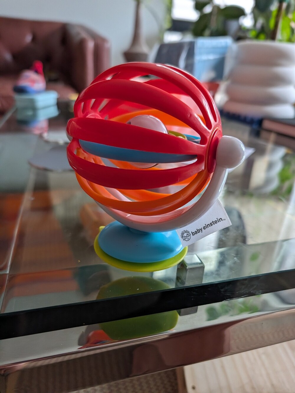 Baby Einstein Colorful Suction Rattle Ball Toy - Red/Orange/Blue